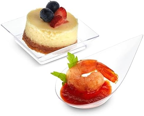 Juvale 72-Piece Mini Appetizer Set - Clear Plastic Plates and Tear Drop Spoons