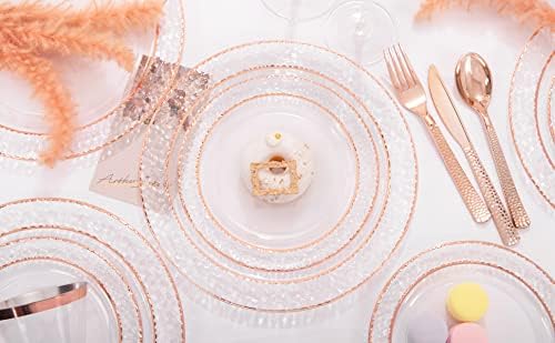 Ciaell 150PCS Rose Gold Plastic Plates Set