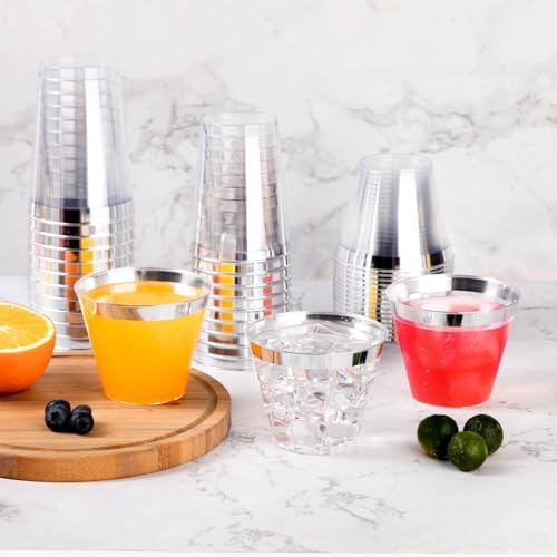 Goodluck 100PCS 9oz Disposable Silver Cups for Parties and Events