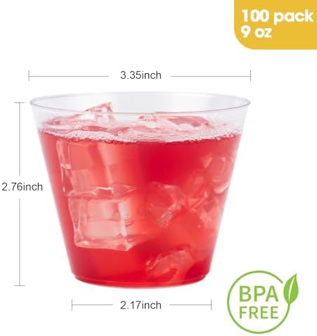 Goodluck 100PCS 9oz Clear Plastic Cups for Parties