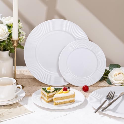 FLOWERCAT 100PCS White Plastic Plates for Parties