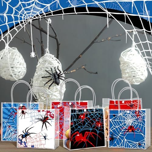 24 Pcs Spider Clear Gift Bags with Handles