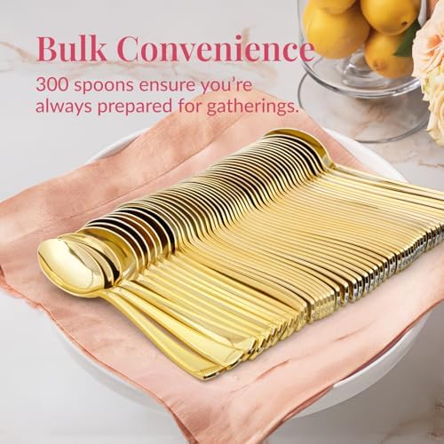 Prestee Gold Plastic Spoons 300 Pc Set