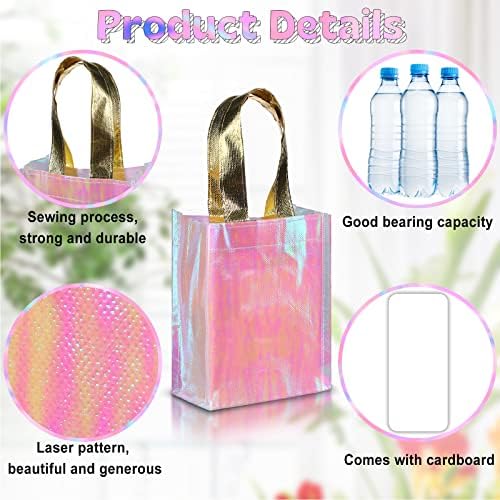 Jutom 20 Pack Iridescent Gift Bags Reusable Party Tote With Handles