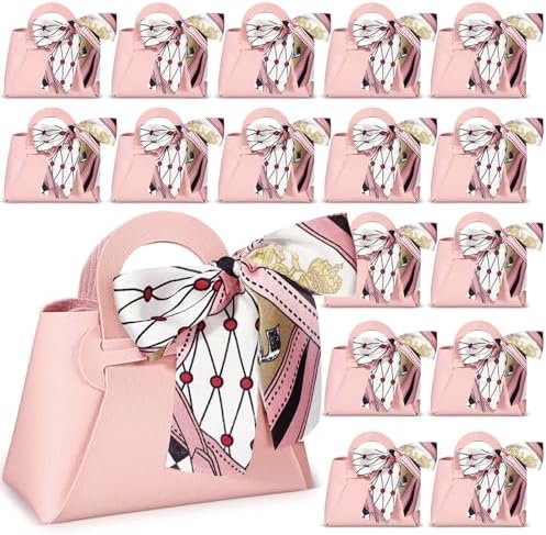 Abbylike 18 Pcs PU Leather Gift Bags with Handles