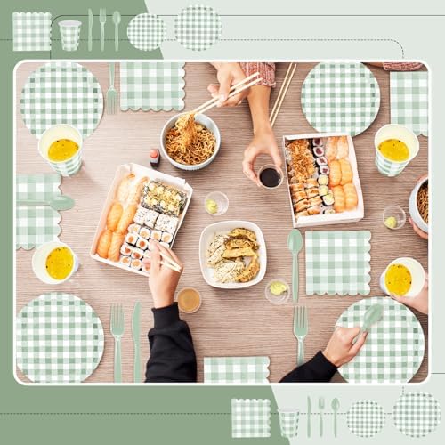 Newtay 168 Pcs Gingham Partyware Set for 24 Guests