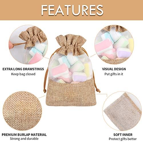 CCINEE 24pcs Burlap Drawstring Gift Bags