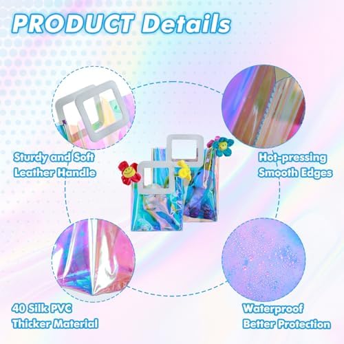 20 Pcs Reusable Holographic Gift Bags with Handle