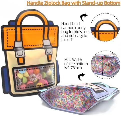 30 Pack Cartoon Gift Bags with Handle Reusable Ziplock