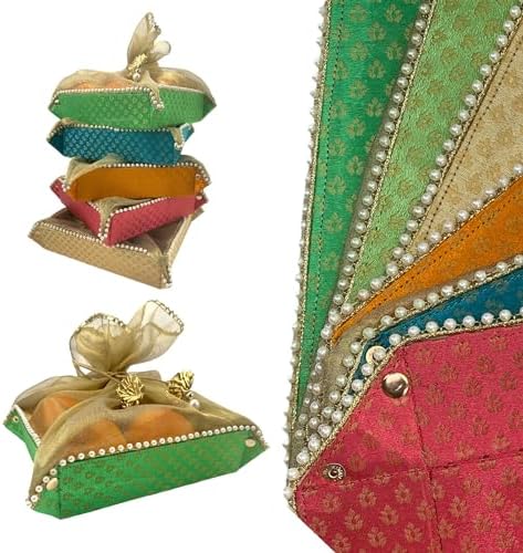 LOVENSPIRE 2ct Gift Basket Indian Mithai Box Brocade Organizer
