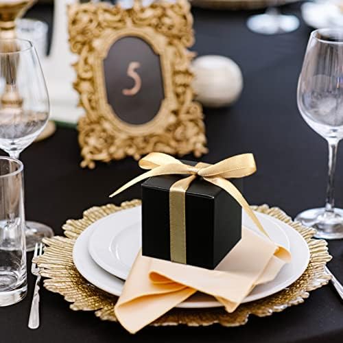 Jutom 100 Pcs Mini Favor Boxes Black Gold Ribbon Gift Wrapping