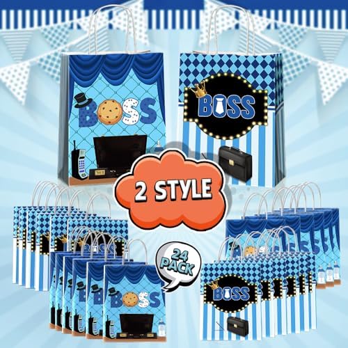 JOYGATHER 24 Pcs Boss Party Favor Bags with Handles