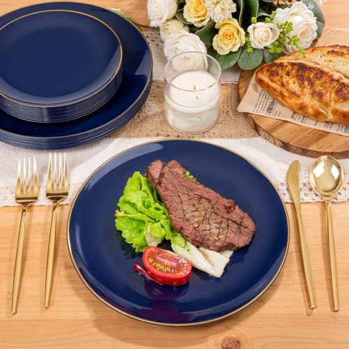 PULOTE 200 Piece Blue Plastic Plate Set