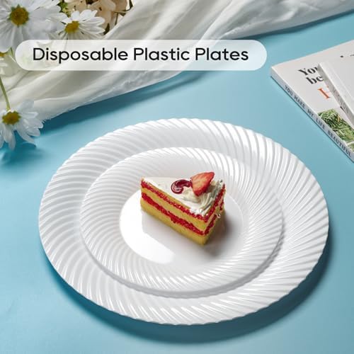 FOCUSLINE 7 Inch White Plastic Plates 100 Count