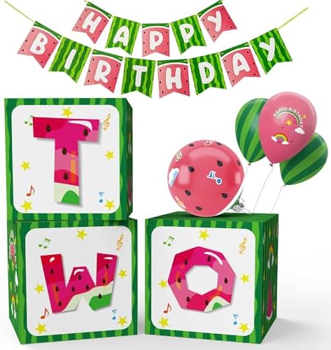 Cartoon Melon 2nd Birthday Balloon Gift Boxes Decor