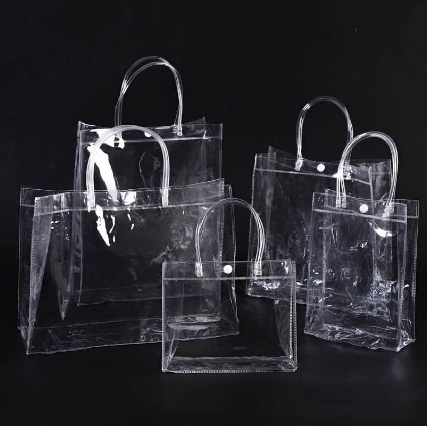 Rikyo 20pc Clear PVC Gift Bags with Handle and Button