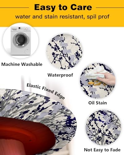 Gradient Branches Round Waterproof Table Cover Fitted Tablecloth
