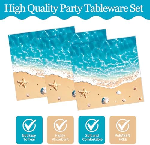72PCS Ocean Themed Plates and Napkins Set