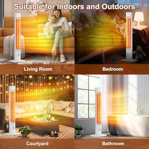 BIESQYA 1500W Infrared Patio Heater with Remote and 9 Heat Levels