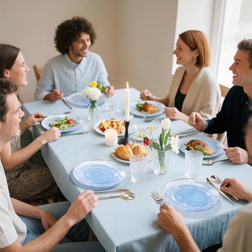Rubtlamp 100 Pcs Blue Gold Plastic Plates - 10 Inch