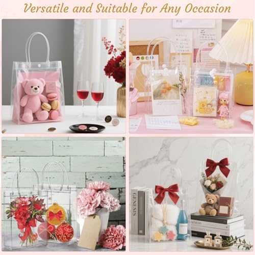 Youeon 40 Pcs Clear PVC Gift Bags with Handles