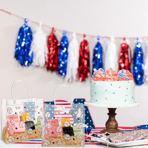 Aliceset 20 Pcs Baseball Clear PVC Gift Bags with Handles