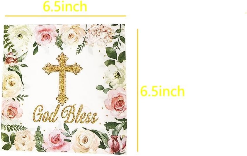 40Pcs Floral God Bless Napkins for Baptism Celebration