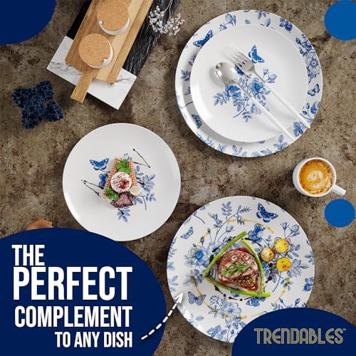 Trendables Blue Floral Plastic Plates 40 Pcs Set