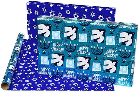 American Greetings Reversible Hanukkah Wrapping Paper 4 Rolls 120 Sq Ft