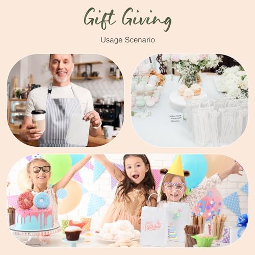 GSSUSA 20Pcs White Gift Bags With Handles