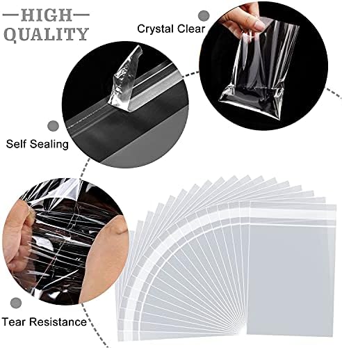 LEOSINDA 100 pcs 3 x 11 Inch Clear Self Seal Cellophane Bags