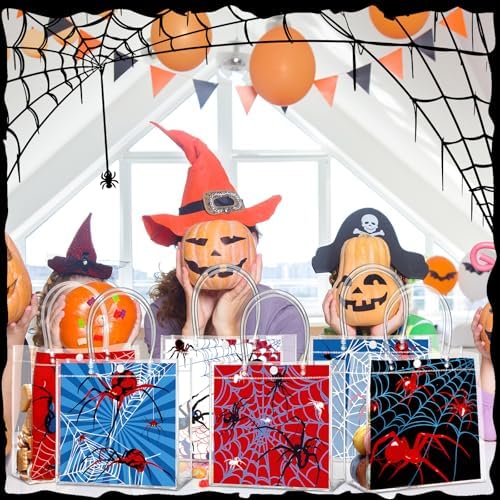 24 Pcs Spider Clear Gift Bags with Handles