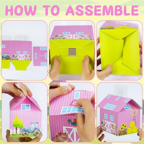 16 Piece Pink Farm Animal Themed Candy Gift Box Set