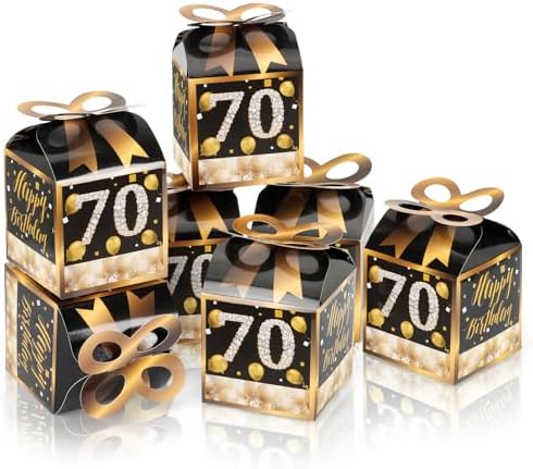 Qonmpcvu 50PCS 70th Birthday Boxes Gold Themed Gift Boxes