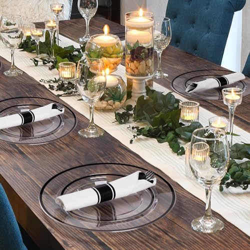 Goodluck 350 Piece Black Plastic Dinnerware Set for 50 Guests