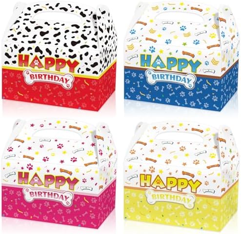 24 Pack Cartoon Dog Paw Treat Boxes for Birthday Parties