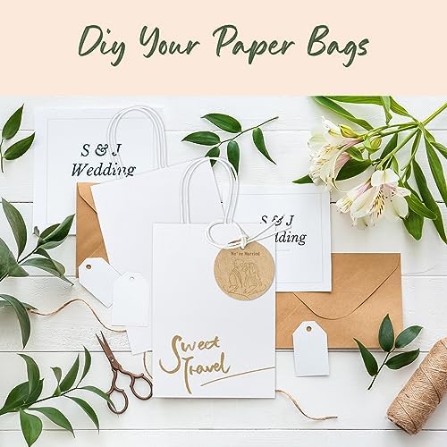 GSSUSA 20Pcs White Gift Bags With Handles