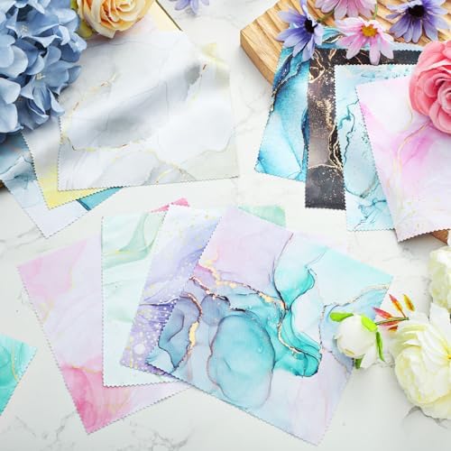 24 Pcs Marble Pattern Microfiber Cleaning Cloths for Eyeglasses and Screens