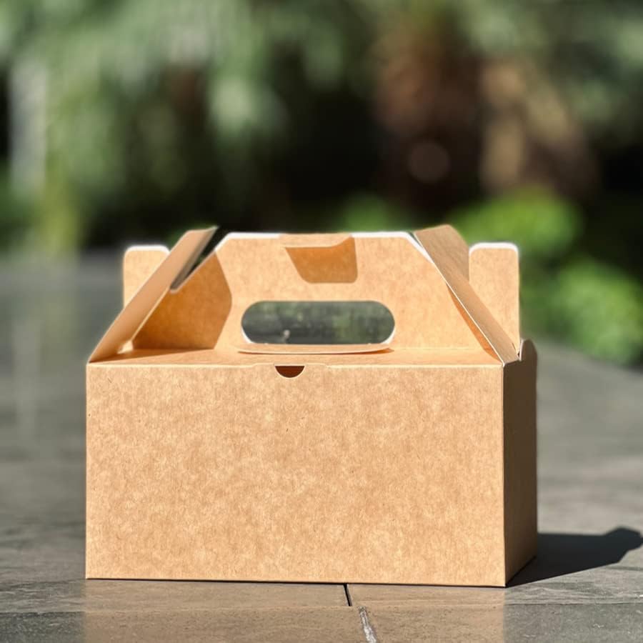 PandaPandaPPS 50 Pack Brown Gable Boxes for Foods Gifts Party Favors