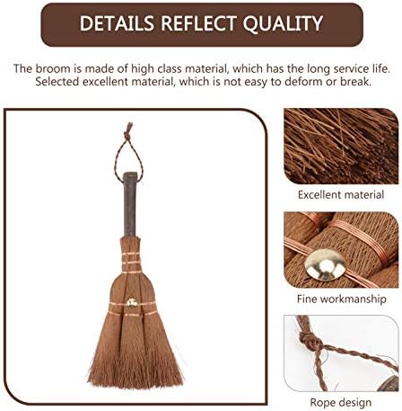 Yardwe Mini Palm Broom for Dining Tables and Countertops Brown 2 Pack