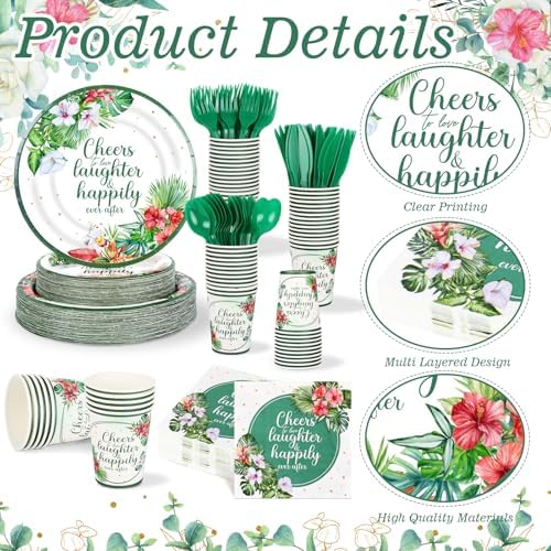 350 Pcs Tropical Wedding Tableware Set for 50 Guests
