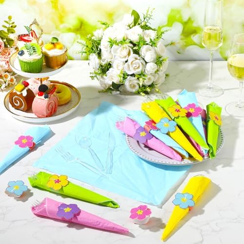 200 Pcs Hawaiian Luau Cutlery Set with Napkins