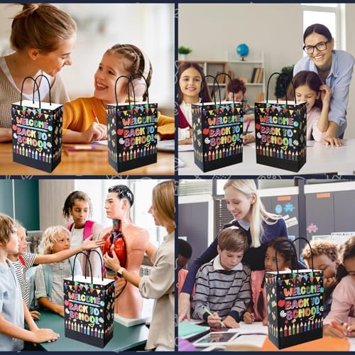 24 Pieces Back to School Kraft Paper Bags with Handles