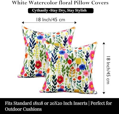 Cythasily Outdoor Pillow Covers 18x18 Inch 2 Sets Floral