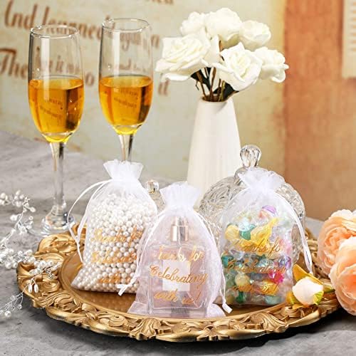 Riakrum 100 Pcs White Drawstring Organza Gift Bags