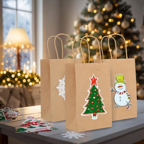 Juvale Brown Gift Bags with Handles - 12 Pack