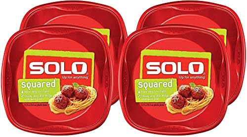 SOLO Red Plastic Plates 10in 30 Count Pack of 4