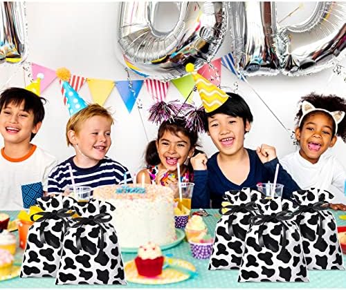 Tinlade 60 Piece 6x9 Inch Cow Cellophane Bags with 25 Yard Ribbon