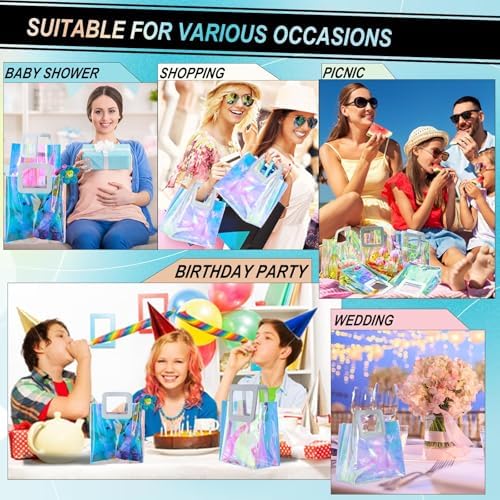 20 Pcs Reusable Holographic Gift Bags with Handle
