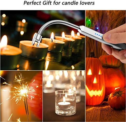 Windproof Rechargeable Electric Candle Lighter USB Silver